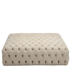 Collezione Malvina - Pouf quadrato grande bianco Capitonnè