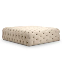 Collezione Malvina - Pouf quadrato grande bianco Capitonnè