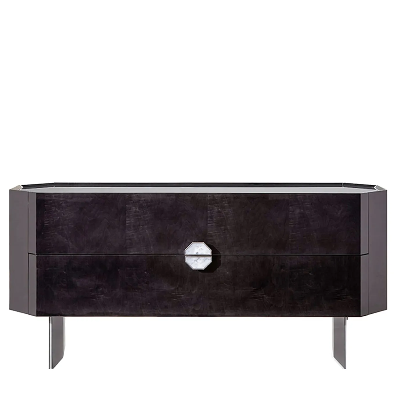 Comò a 2 cassetti in cristallo scuro FB Collection