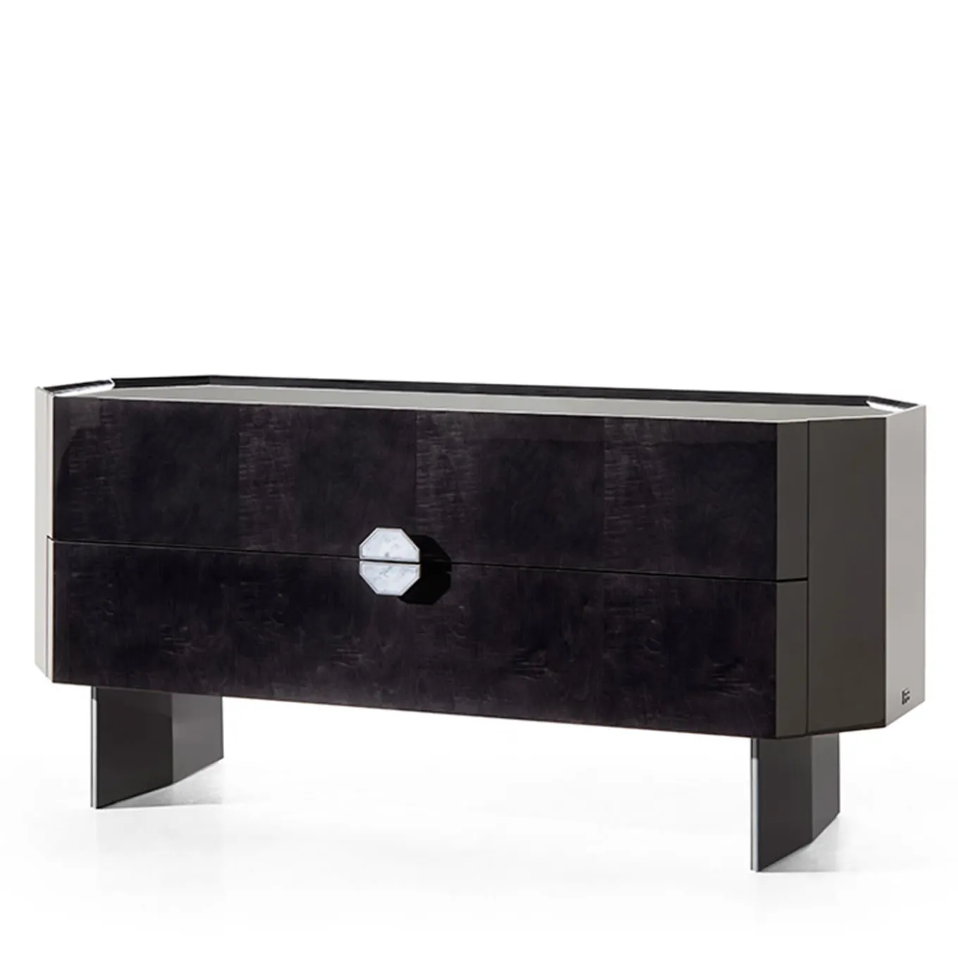 Comò a 2 cassetti in cristallo scuro FB Collection
