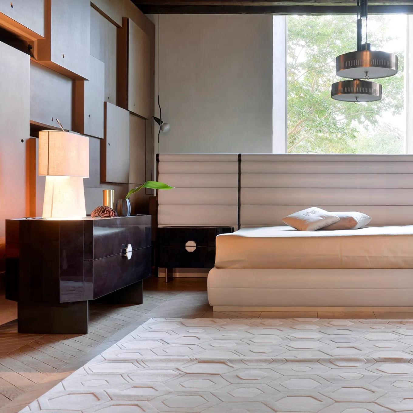 Comò a 2 cassetti in cristallo scuro FB Collection