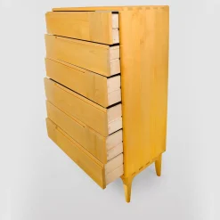 Comò a sei cassetti giallo scandinavo Dovetail