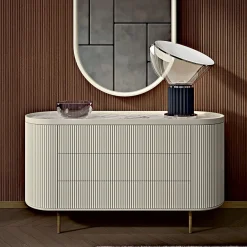 Comò Opale a 3 cassetti bianco canalizzato