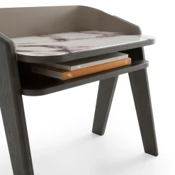 Comodino bavero effetto marmo bianco trinity