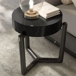 Comodino Cecil in legno nero