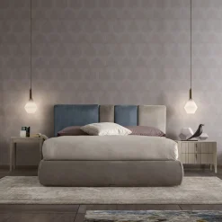 Comodino Domino a 2 cassetti in noce canaletto beige