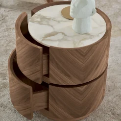 Comodino Haribo in Noce Canaletto con Piano in Ceramica Calacatta #2