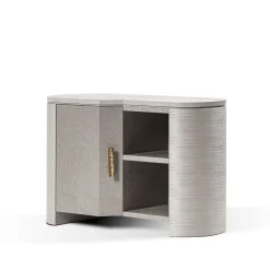 Comodino in acero ed eucalipto