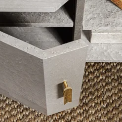 Comodino in acero ed eucalipto