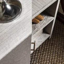 Comodino in acero ed eucalipto