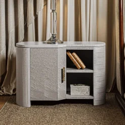 Comodino in acero ed eucalipto