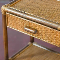 Comodino in Vimini e Bambù con 1 Cassetto