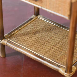 Comodino in Vimini e Bambù con 1 Cassetto