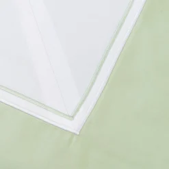 Completo Letto Eucalipto Verde e Bianco in Raso di Cotone