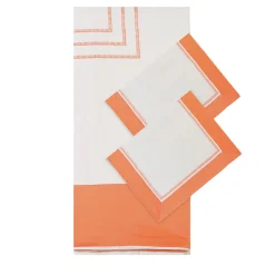 Completo Letto Siam Bianca e Arancione in Raso di Cotone