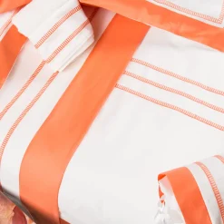 Completo Letto Siam Bianca e Arancione in Raso di Cotone