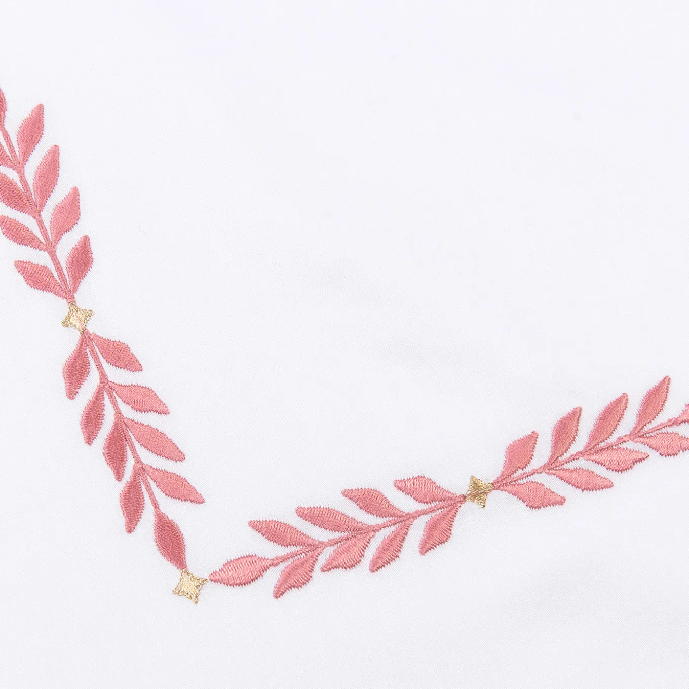 Completo Letto Smeraldo Bianco e Rosa in Raso di Cotone