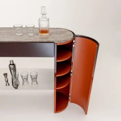 Console Collectionist con piano in marmo travertino grigio