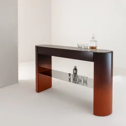 Console Collectionist con piano in marmo travertino grigio