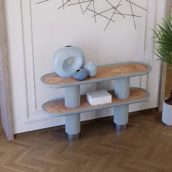 Console Mina 2.150 a 2 ripiani in azzurro pastello