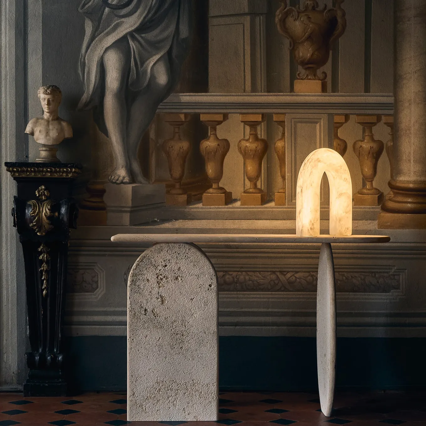 Console Roma Travertino in marmo con finitura grezza