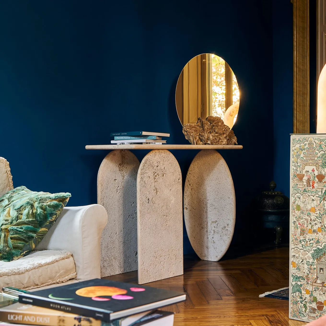 Console Roma Travertino in marmo con finitura grezza