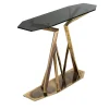 Consolle Acropora in Metallo Oro Antico con Piano in Vetro Bronzo