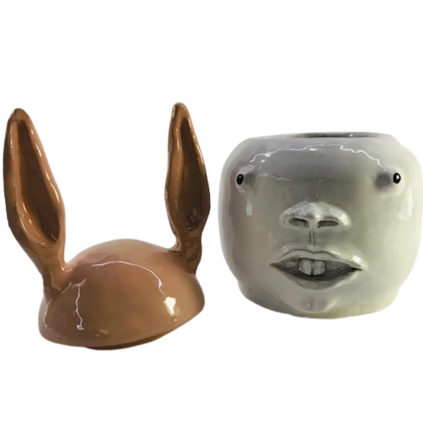 Contenitore grande Ariete bianco e bronzo con coperchio