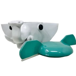 Contenitore grande elefante verde acqua e bianco con coperchio