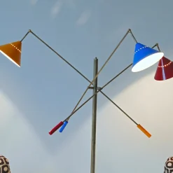Contrappeso Lampada da terra RGB a 3 bracci in ottone