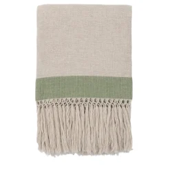 Coperta con frange a banda verde