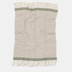 Coperta con frange a banda verde