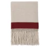Coperta con frange a banda rossa