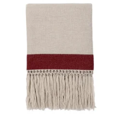 Coperta con frange a banda rossa