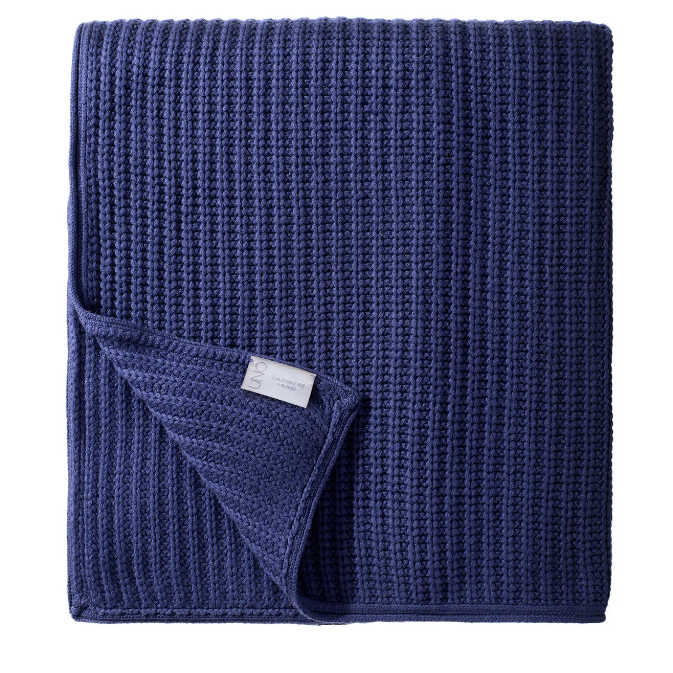 Coperta di cashmere blu grande a punto briaco #1
