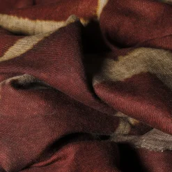 Coperta di lino di Scilla con motivo mattone-rosso e sabbia