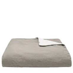 Coperta di lino grigio taupe con profili