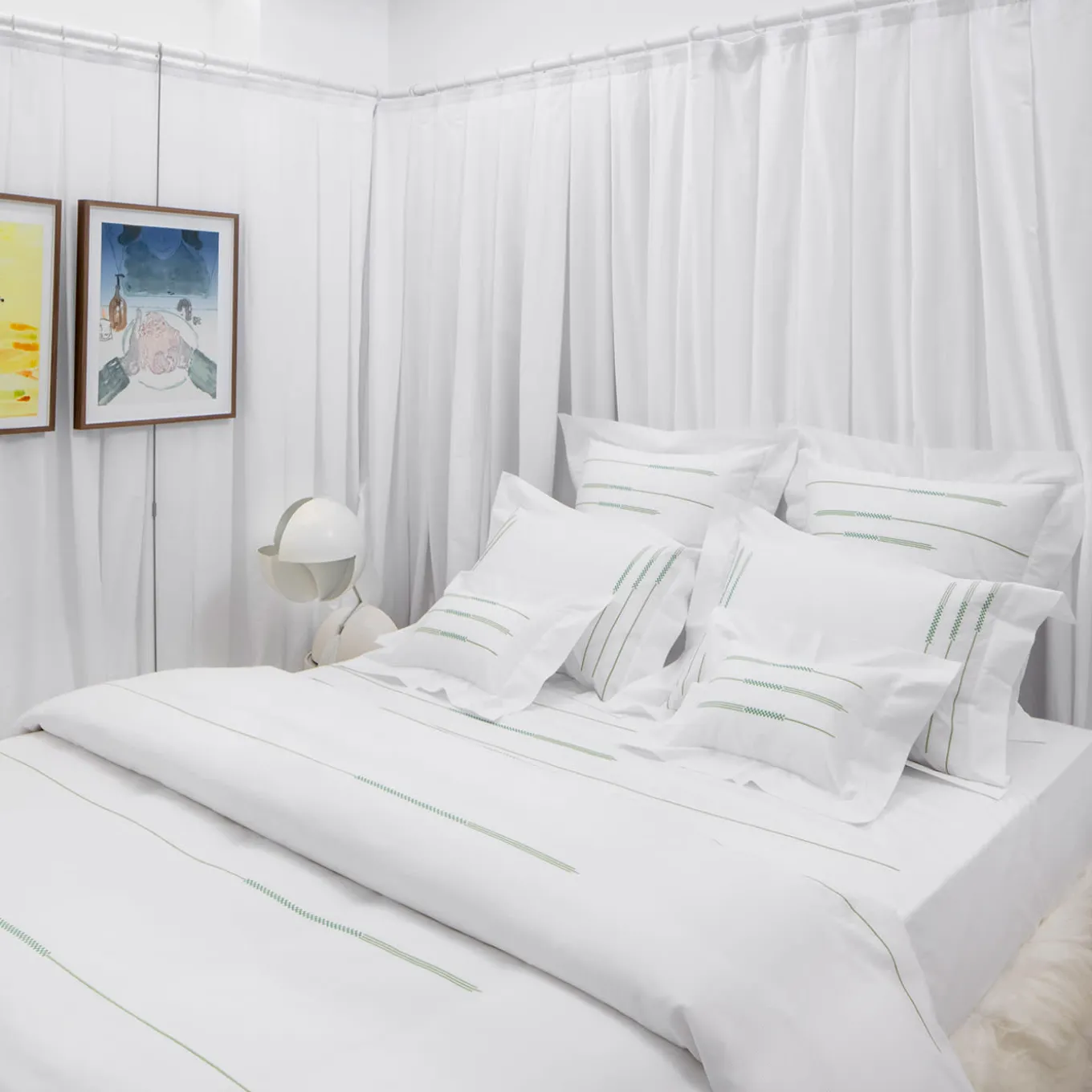 Coperta Piqué LIFE in Toni di Bianco e Verde US King