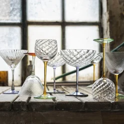 Coppa da cocktail in vetro Amber-Green Twisted