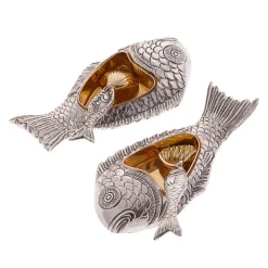 Coppia di saliere Pesciolini in argento Tiffany