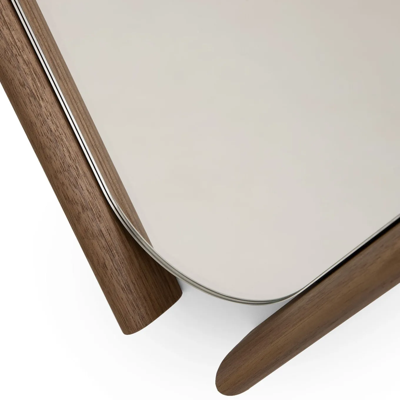 Coppia di specchi in legno Eye Bis con cornice in legno massiccio di noce