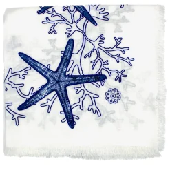 Corallo Blu Tovaglia rettangolare bianca