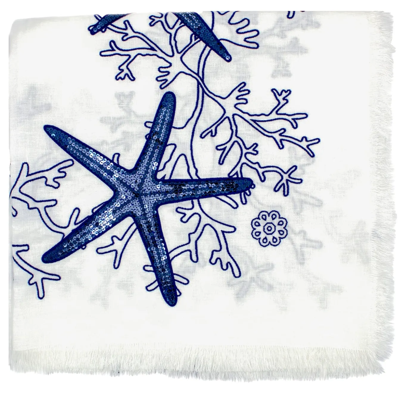 Corallo Blu Tovaglia rettangolare bianca