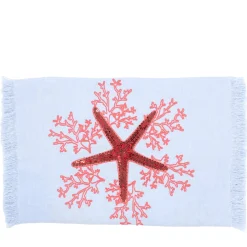 Corallo Rosa Runner azzurro con frange