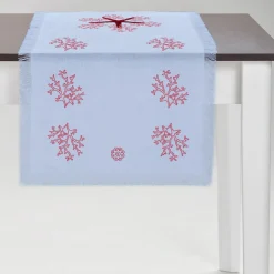 Corallo Rosa Runner azzurro con frange