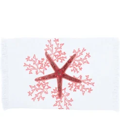 Corallo Rosa Runner bianco con frange