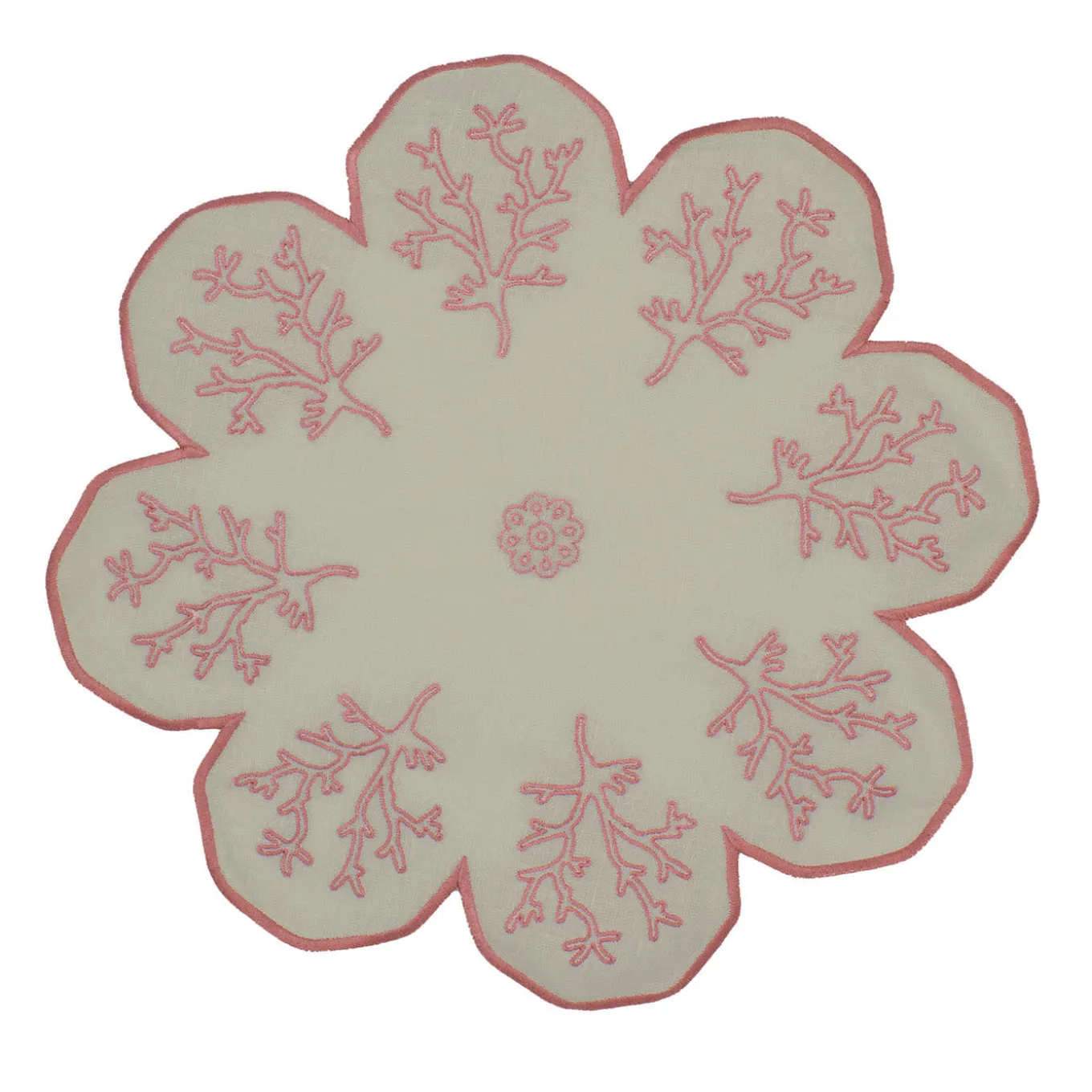 Corallo Rosa Set di 2 tovagliette di servizio a forma di fiore color taupe