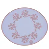 Corallo Rosa Set di 2 tovagliette ovali ricamate in lilla