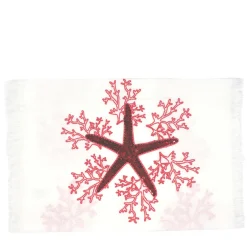 Corallo Rosso Runner bianco con frange