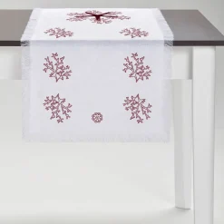 Corallo Rosso Runner bianco con frange